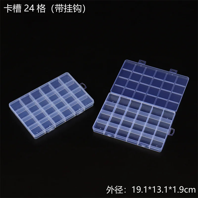 15 24 28 Grid Transparent Fixed With Slot Beaded Anti-string Grid Plastic Storage Box Jewelry Classification Parts Division Box