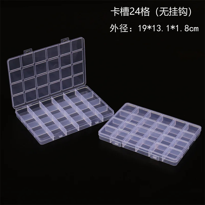 15 24 28 Grid Transparent Fixed With Slot Beaded Anti-string Grid Plastic Storage Box Jewelry Classification Parts Division Box