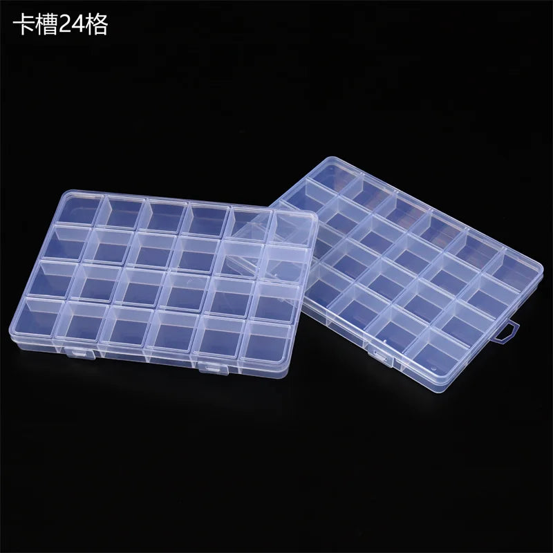 15 24 28 Grid Transparent Fixed With Slot Beaded Anti-string Grid Plastic Storage Box Jewelry Classification Parts Division Box